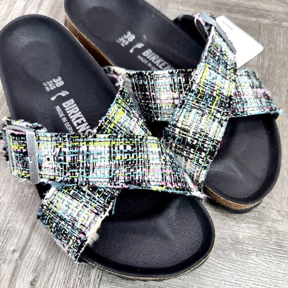 Birkenstock Siena Rivot Logo Festive Weave EURO 38/Women 7 Plaid Slide Sandals - Picture 7 of 8